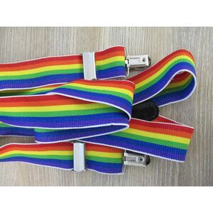 Adjustable Rainbow Suspenders w/Silver hardware
